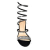 LARINA-192 Satin Rhinestone Spiral Ankle Strap Low Block Heels