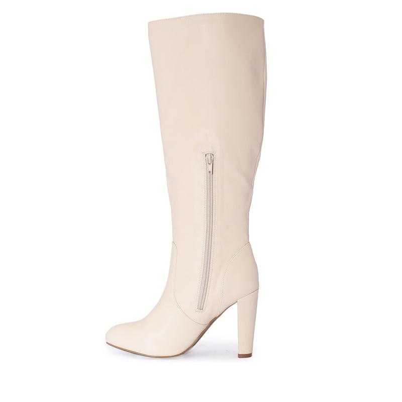 AMAYA-114 Almond Toe Knee-Length Block Heel Boots