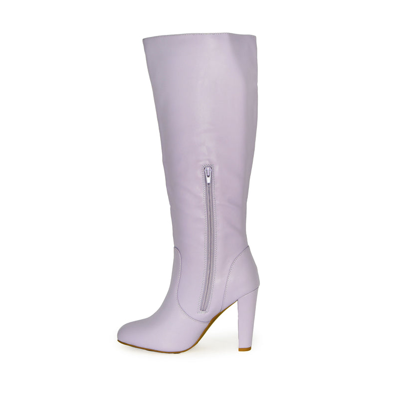 AMAYA-114 Almond Toe Knee-Length Block Heel Boots