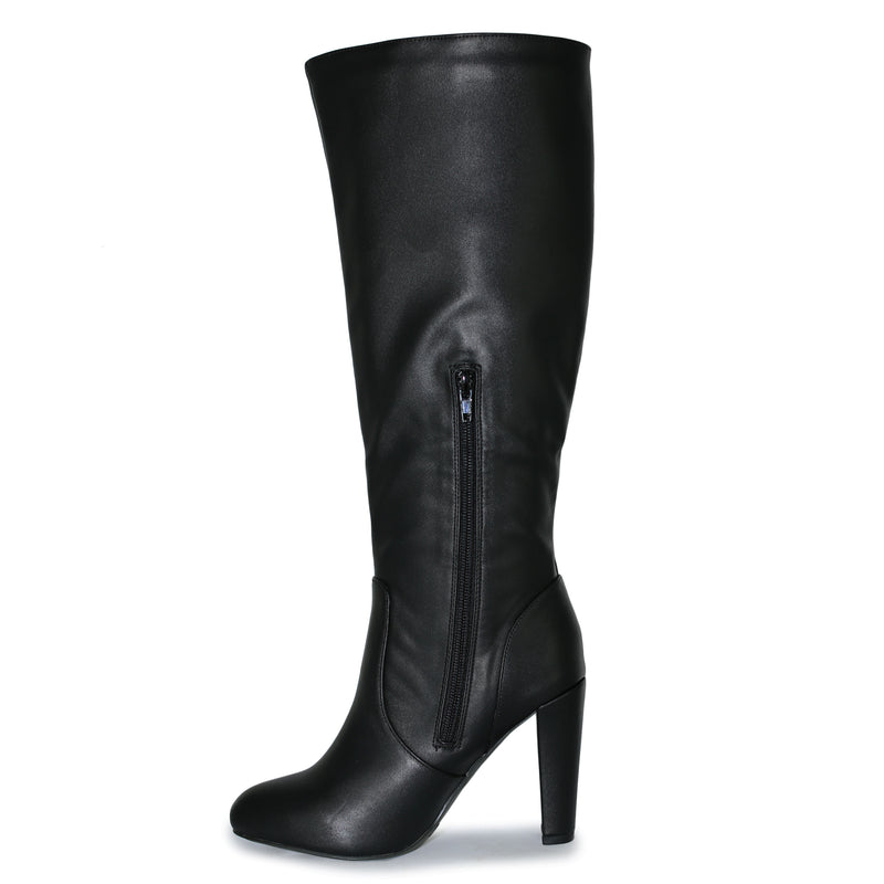 AMAYA-114 Almond Toe Knee-Length Block Heel Boots