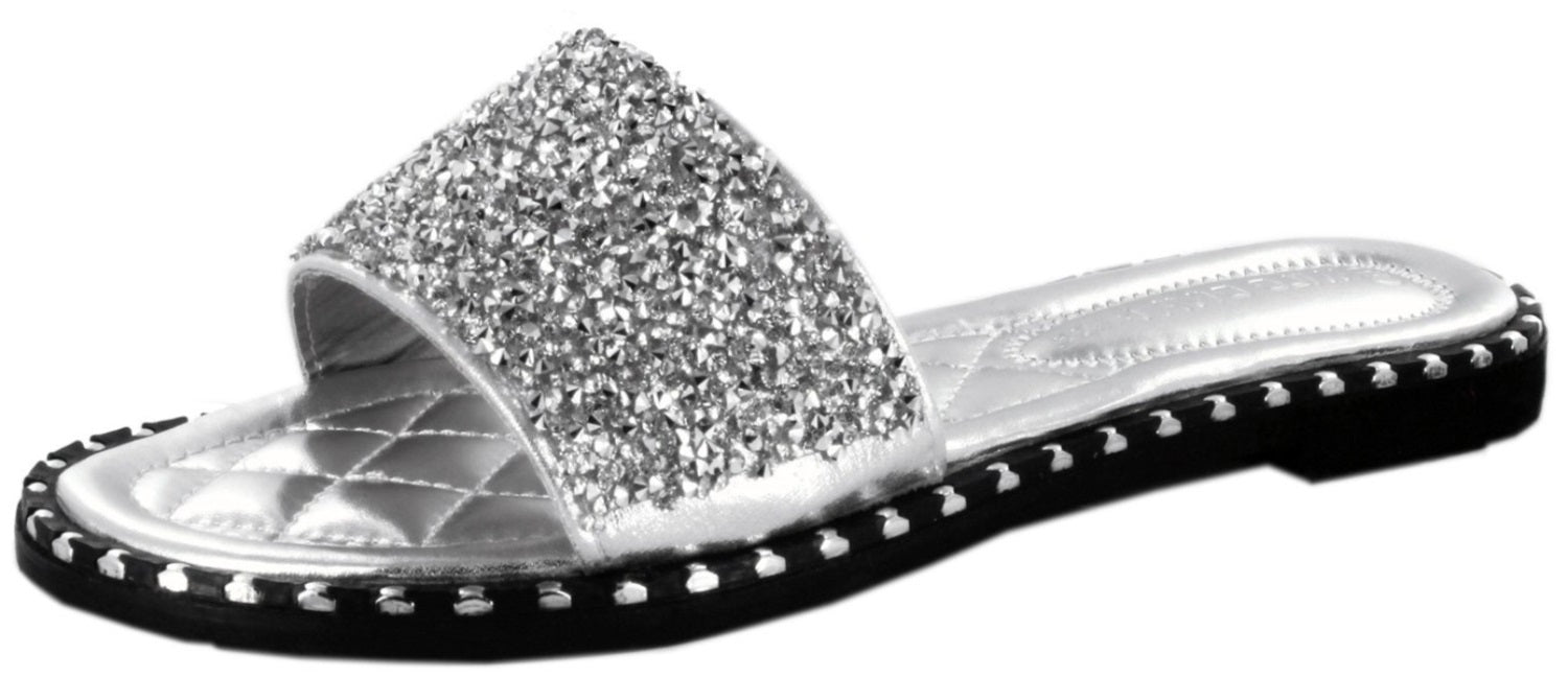 TIA 19 Sparkle Toes Rhinestone Slide Sandals Wild Diva