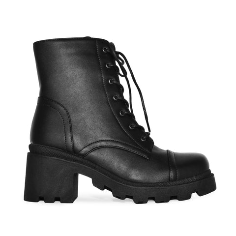 Second-S Black Suede Soda Women Ankle Combat Boots High Heels Lace Up Side  Zipper Booties 7 - Walmart.com