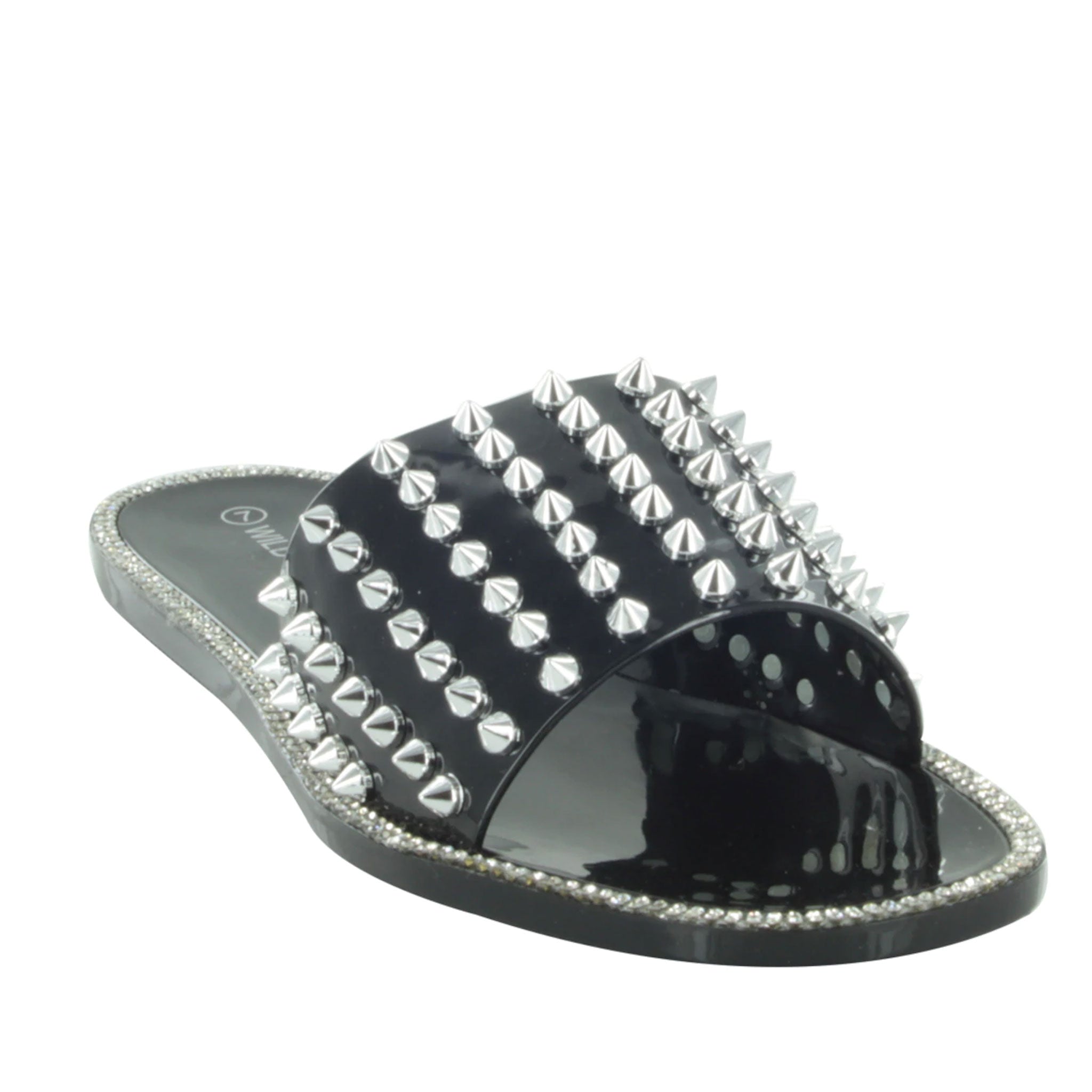 Cape Robbin Amisha Drive You Wild Studded Slide on Sandals-clear, Women's, Size: 7
