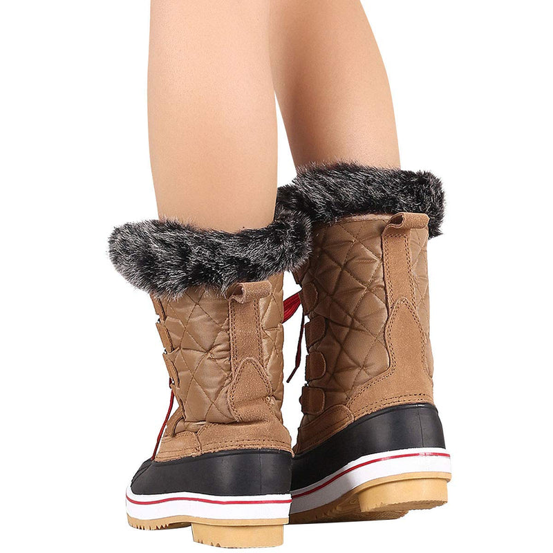 Wild Diva Women's Mid Calf Winter Snow Boots - Warm Faux Fur Boot